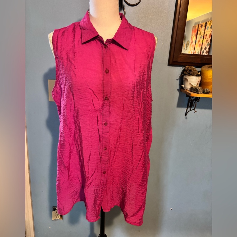 Milano Woman, Fuchsia Silk, Sleeveless, Blouse